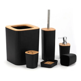 6 in 1 Bamboo Bathroom Accessories Set Elegant & Functional Organizer