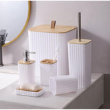 6 in 1 Bathroom Accessories Set with Wooden Top