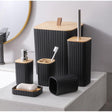 6 in 1 Bathroom Accessories Set with Wooden Top