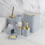 6-in-1 Luxury Bathroom Accessories Set with Touch of Gold and Silver for Organized Bathrooms