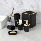 6-in-1 Luxury Bathroom Accessories Set with Touch of Gold and Silver for Organized Bathrooms