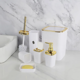 6-in-1 Luxury Bathroom Accessories Set with Touch of Gold and Silver for Organized Bathrooms