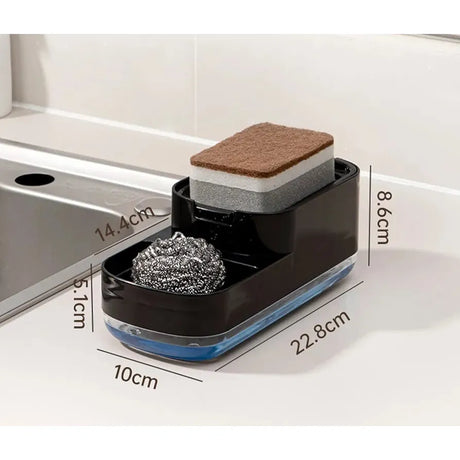 Elegant Nordic Style Soap Holder and Dispenser High Quality Plastic with Free Washing Sponge Black & White- Furaha Finds Kenya