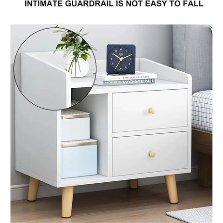 Modern Wooden Nightstand Minimalist Bedside Table with Solid Wood Legs (43 x 30 x 48cm), Stylish & Practical End Side Table for Home Furniture