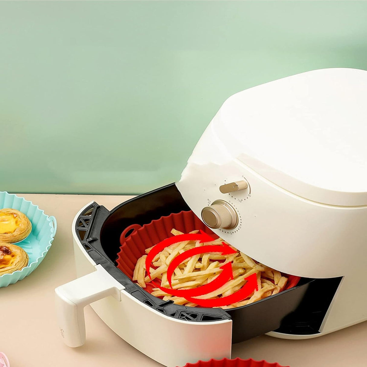 Reusable Silicone Air Fryer Mould | 22cm x 26cm | Nonstick, Secure, Flexible, Stain resistant, Heat-resistant