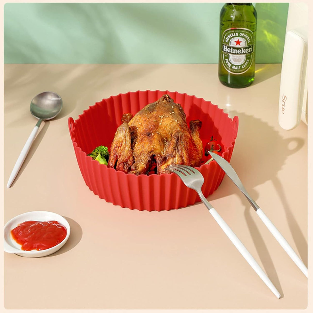 Reusable Silicone Air Fryer Mould | 22cm x 26cm | Nonstick, Secure, Flexible, Stain resistant, Heat-resistant