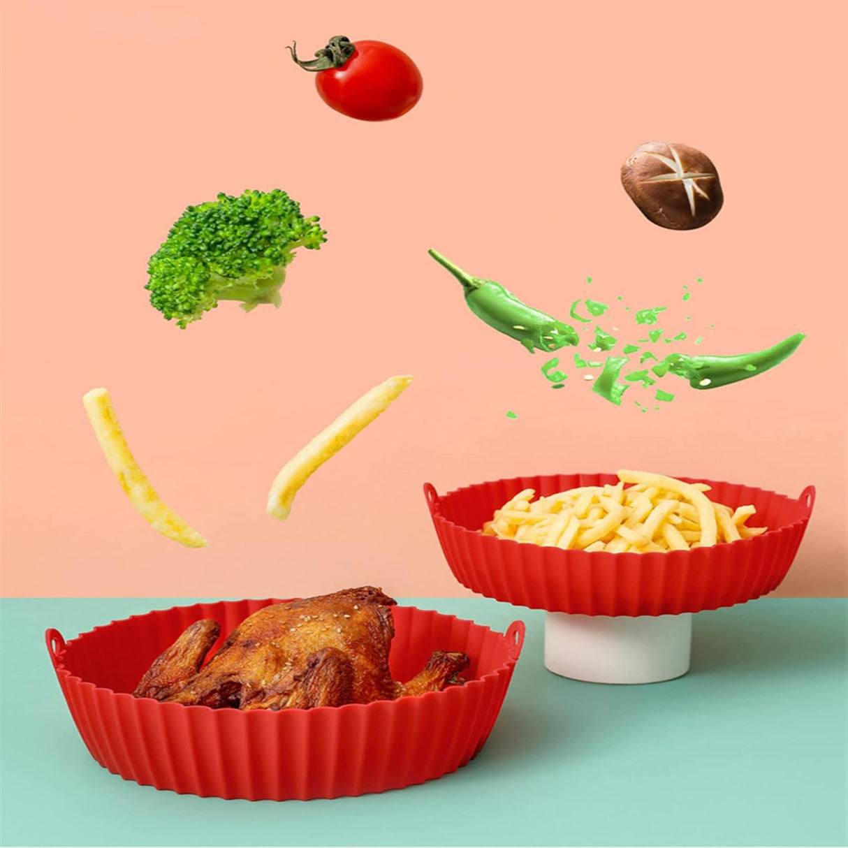 Reusable Silicone Air Fryer Mould | 22cm x 26cm | Nonstick, Secure, Flexible, Stain resistant, Heat-resistant