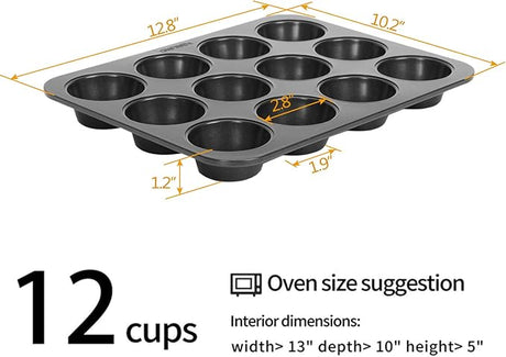 Non-slip Carbon Steel 12-Hole Cupcake Baking Tin | 12 cupcakes | Muffins, Cakes, Chocolate, Bread, Mousse, Jelly, Brownie Cupcakes- Furaha Finds Kenya