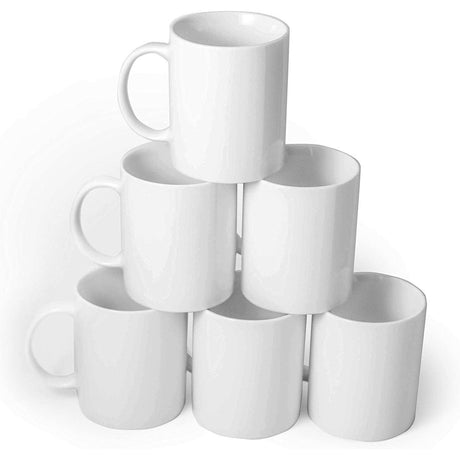 6 Sets (36pcs) 25 cl Mugs | White Plain | Simple and Versatile | Porcelain- Furaha Finds Kenya