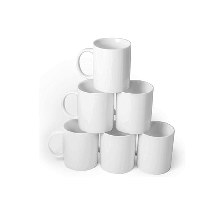 6 Sets (36pcs) 25 cl Mugs | White Plain | Simple and Versatile | Porcelain- Furaha Finds Kenya