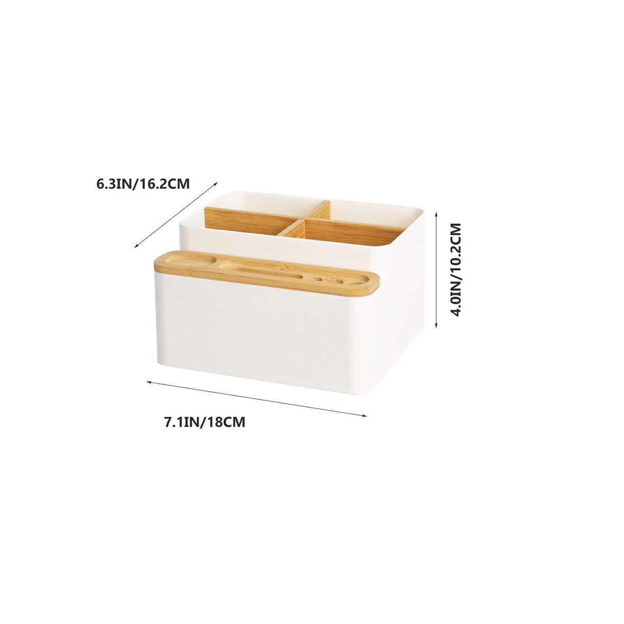 MultiPurpose Adjustable Rectangular Desktop Offfice Organizer with Dividers & Wooden Cover | White |Multipurpose Storage Organizer | Simple Tissue Box | Home Desks | Office Desks | Workspaces