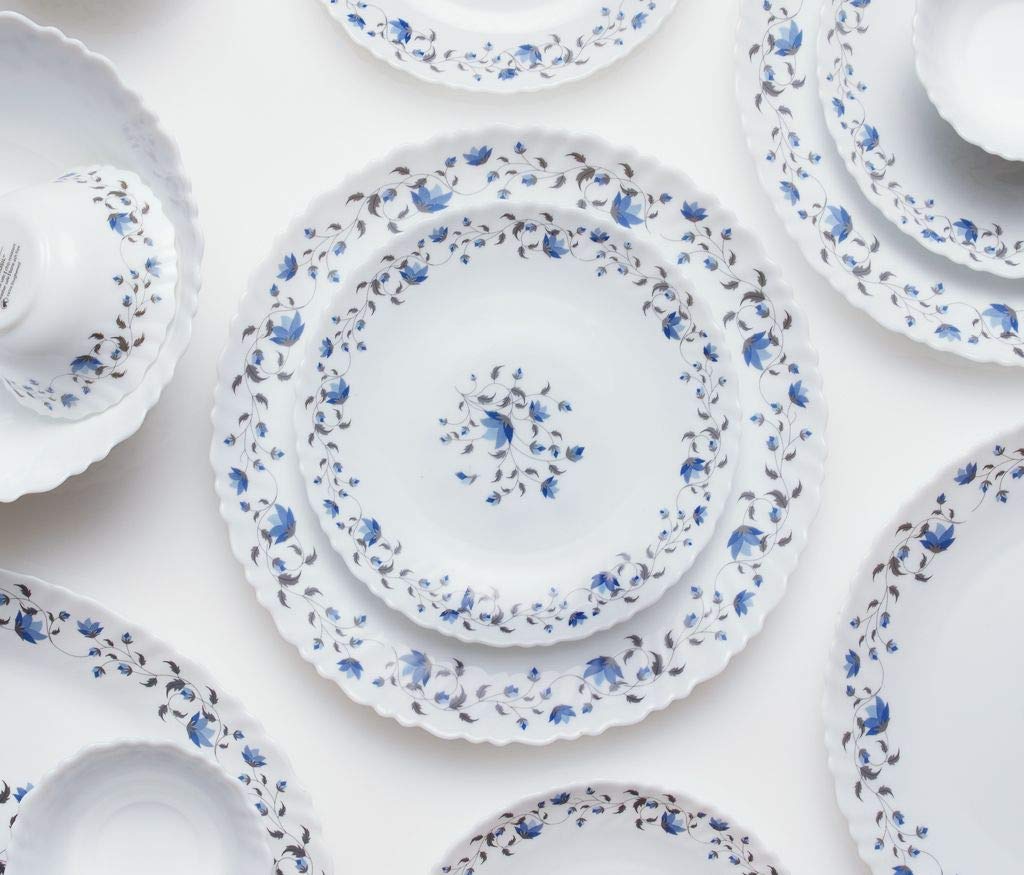 Signature 36 Piece 7.5" Classique Glass Side Plates | Blue Mystique Design | Elegant Dining Set