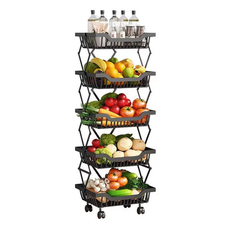 5 Layer Foldable Fruit/Vegetable Rack with Wheels- Furaha Finds Kenya