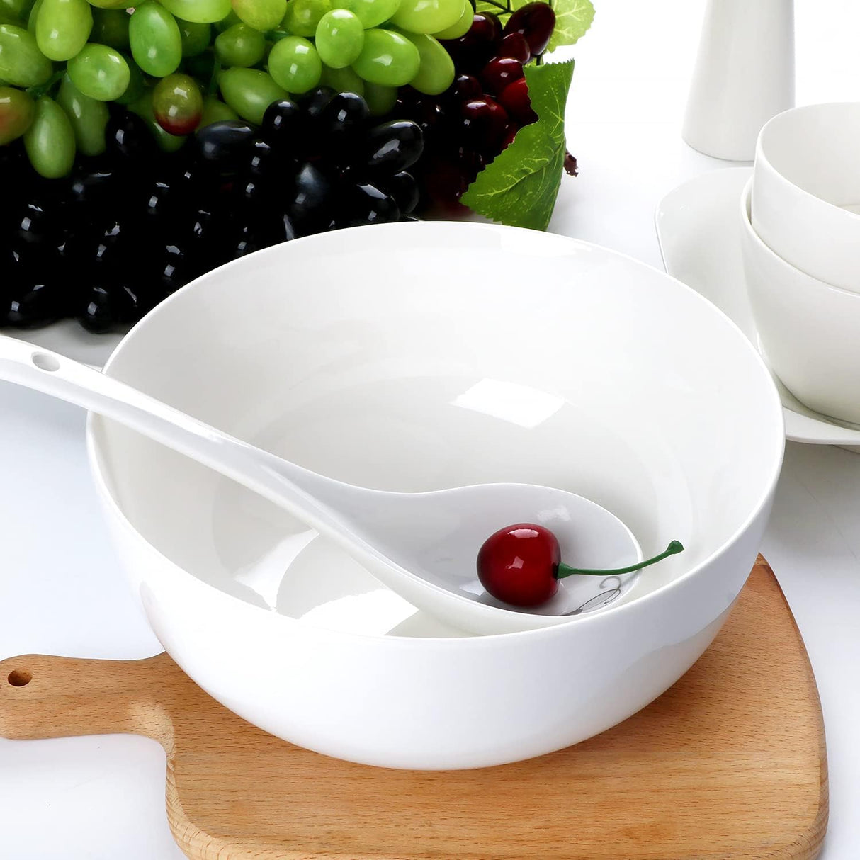 9 inch White Ceramic Round Dessert  Salad Serving Bowl One Piece High Quality Serveware