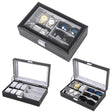 6+3 Slots PU Leather Watch & Sunglass Organizer Box Multifunctional Display Holder