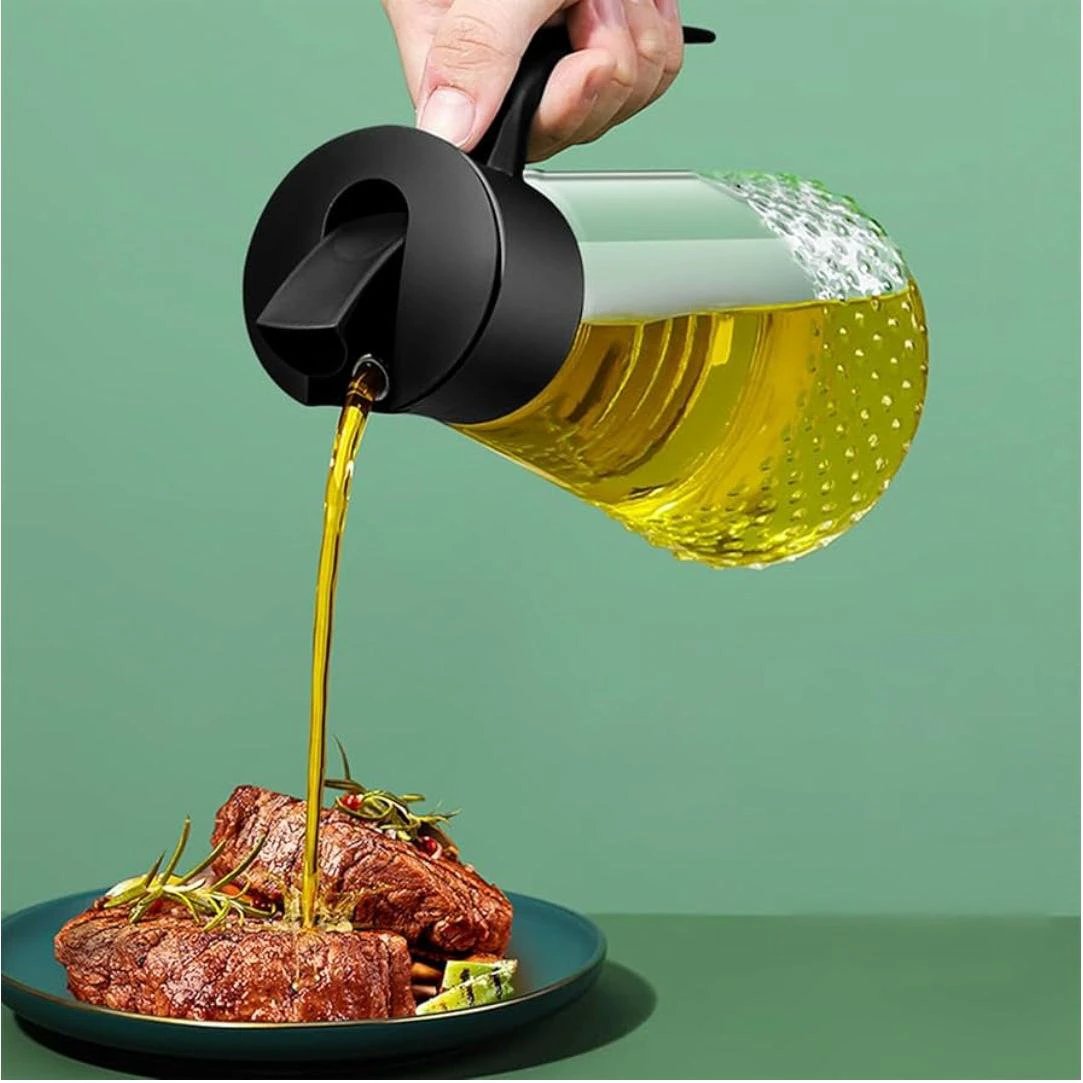 630ml Autoflip Oil Jar Easy Pour Design in Green & Black Oil dispenser Oil Dispensers