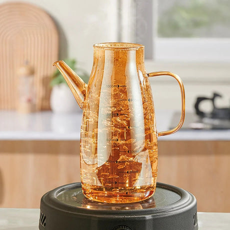 Glass Oil/Vinegar Dispenser Jar with Bamboo Lid | 1000ml Capacity with non-slip rubber base- Furaha Finds Kenya