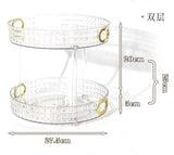 2-Tier Diamond Acrylic Rotating Organizer | Lazy Susan | Clear with Gold Handles – 27.5cm