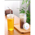 650ml Glass Tumbler with Straw and Spill-Proof Sealing Ring Tumbler Tumblers