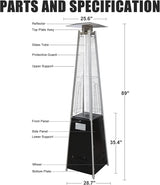 Black Iron Pyramid Patio Heater – Outdoor Gas Heater for Open Spaces