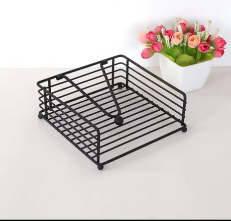 Metallic Serviette Holder with Weighted Arm – Black & Gold Napkin Dispenser- Furaha Finds Kenya