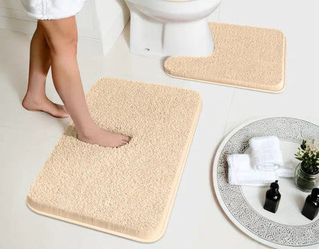 2-Piece Thick Microfibre Bathmat & Toilet Mat Set – Ultra Soft & Luxury Feel