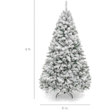 6ft Snow Flocked Christmas Tree with 2000 High Quality Leaves