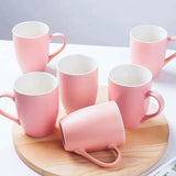 6pcs Colorful Macaron Ceramic Cups Drum Shaped Mugs, 330ml Tableware Mugs