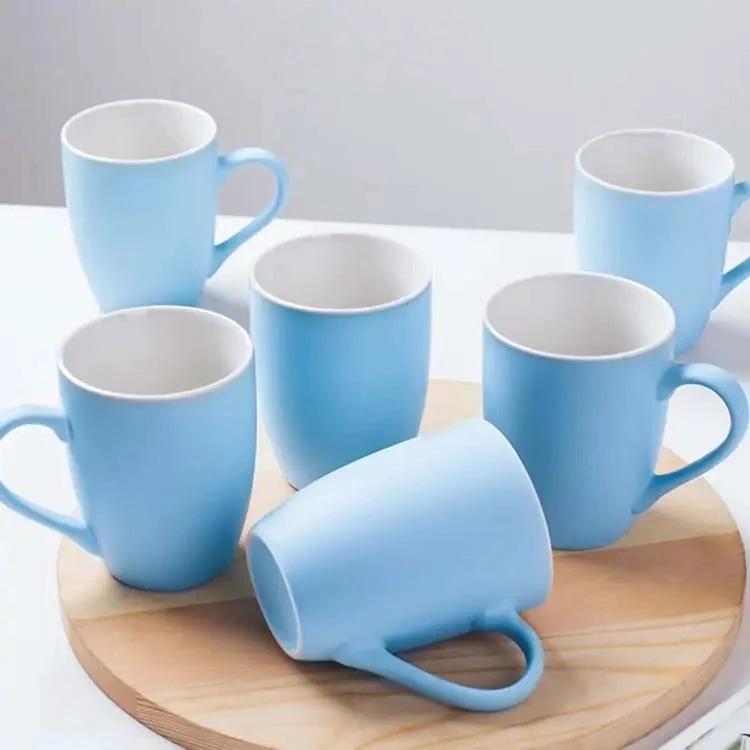 6pcs Colorful Macaron Ceramic Cups Drum Shaped Mugs, 330ml Tableware Mugs