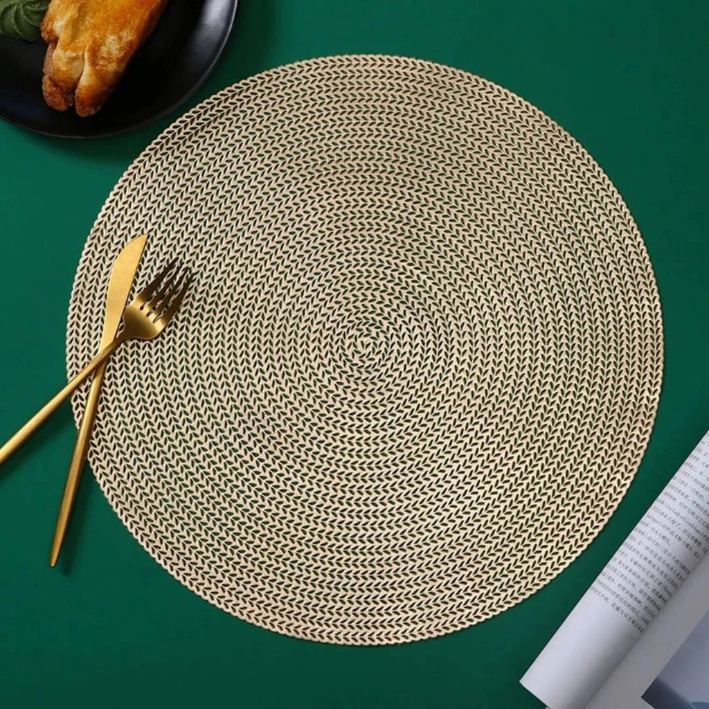 6pcs Elegant Round Woven Placemats Durable and Washable Placemats Placemats