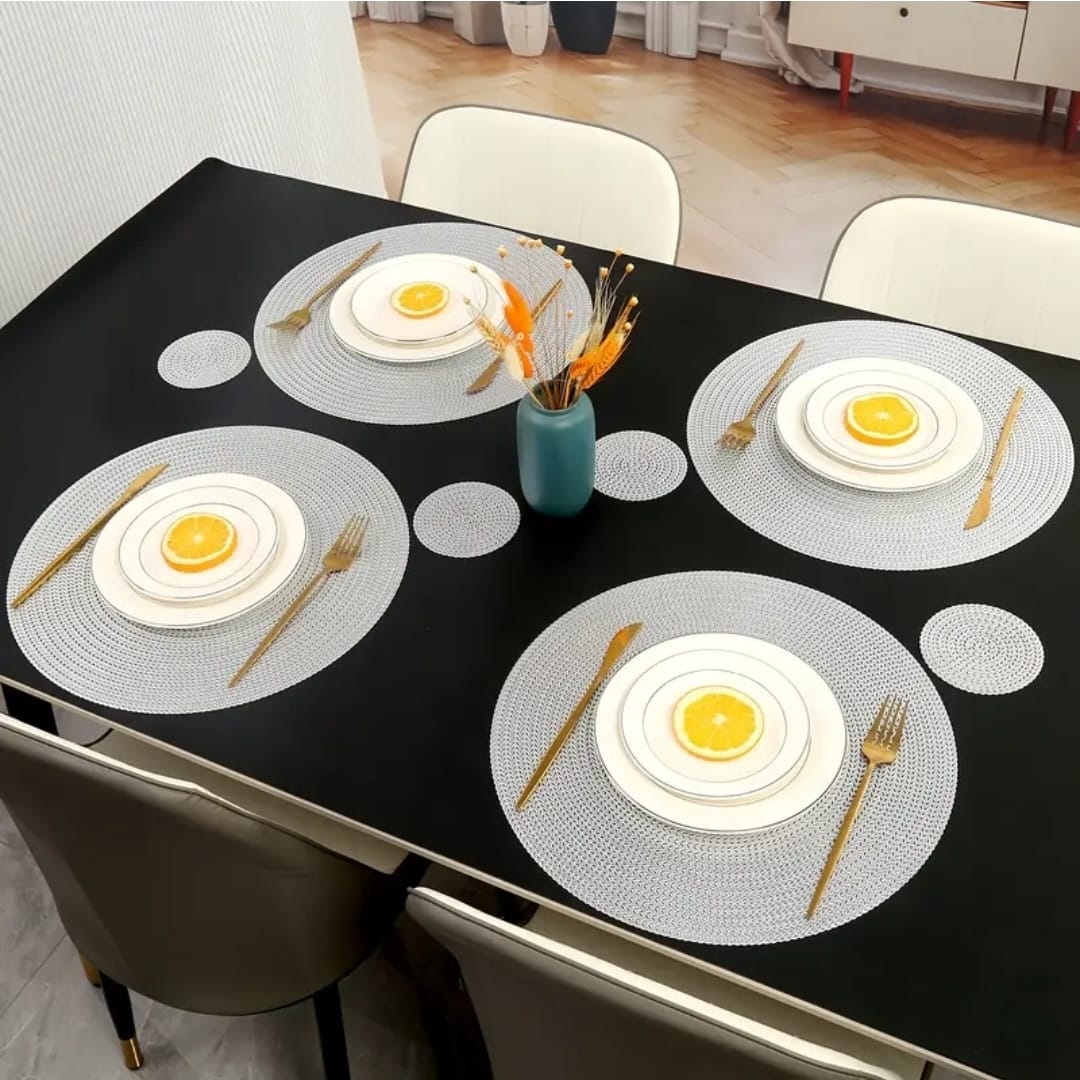 6pcs Elegant Round Woven Placemats Durable and Washable