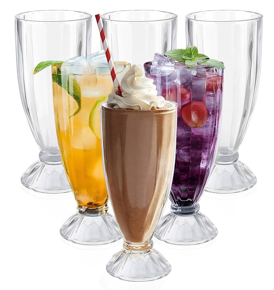 6pcs Glass Cup Set 386ml Milkshake Smoothie Glass
