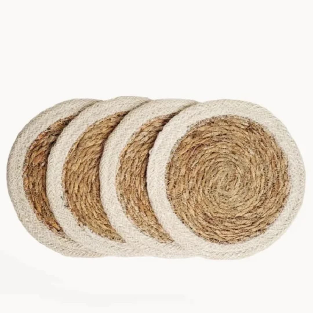 6pcs Natural Handmade Straw Woven Table Mats 30cm