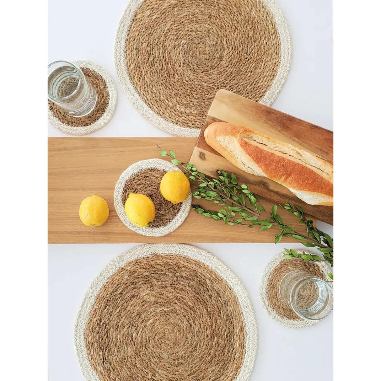 6pcs Natural Handmade Straw Woven Table Mats 30cm