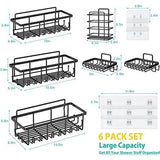 6pcs Rustproof Shower Caddy Shelf Set No Drill Bathroom Organizer with Increased Load Capacity Adhesives