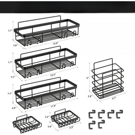 6pcs Set Shower Caddy Shelf / Bathroom Organizer – Rustproof, No Drilling