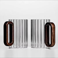 6pcs Stylish Borosilicate Ribbed Glass Mugs 350ml Microwave Friendly Borosilicate glass Mugs