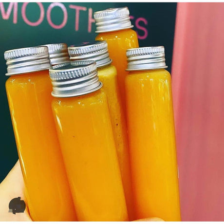 6pcs Wellness Ginger Shot Bottles Set with Funnel Reusable Mini Juice Bottles