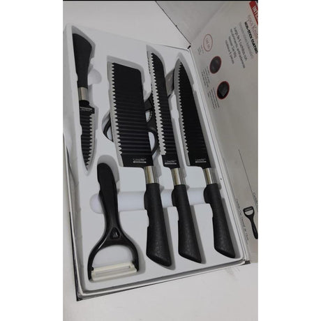 6pcs Zepter Knife Gift Pack Set – Black Non-Stick Blades with Corrugated Wavy Pattern