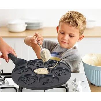 7 Hole Non Stick Pancake Pan Fun Animal Face Design Gas Stove Compatible 46cm x 7.1cm