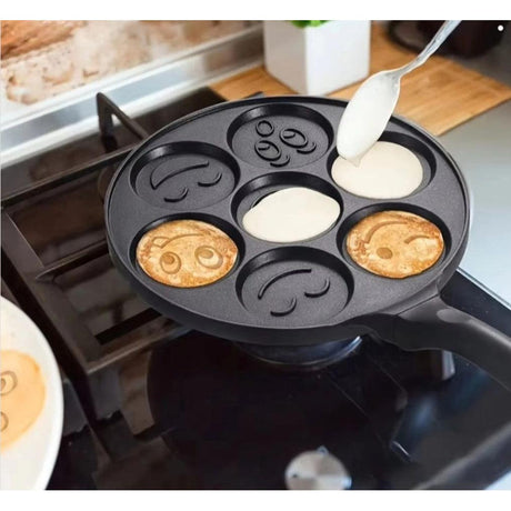 7 Hole Non Stick Pancake Pan Fun Animal Face Design Gas Stove Compatible 46cm x 7.1cm