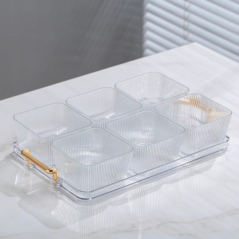 7 Piece Dessert Snack Set 6 Bowls with Tray Food Grade Acrylic