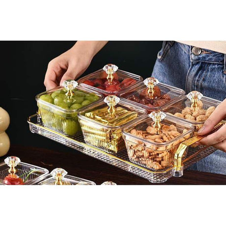 7 Piece Dessert Snack Set 6 Bowls with Tray Food Grade Acrylic