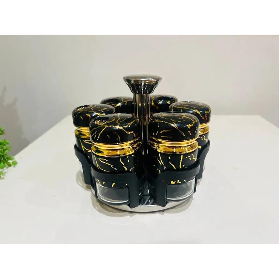 7-Piece Marble Rotating Spice Jars | Kitchen | Home Decor | Efficient Kitchen Spice Storage Organizer