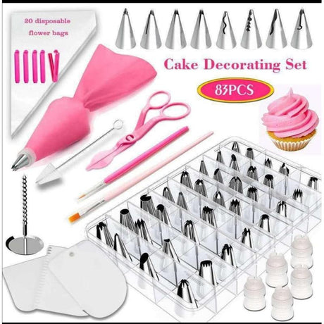 83 Piece Cake Decorator Set | Comprehensive Cake Decorating Tools | Includes Piping Tips, Nozzles, Icing Bags, Spatulas & More- Furaha Finds Kenya
