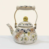 Floral Pattern Enamel Tea Kettle Kitchen & Dining Stovetop Kettles