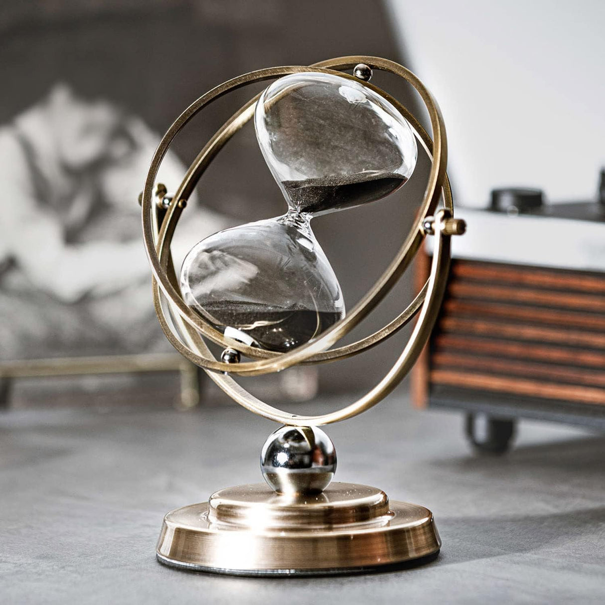 Hourglass Timer - 30-Minute Nordic Design | Vintage Home Décor | Rotating Metal Sand Timer