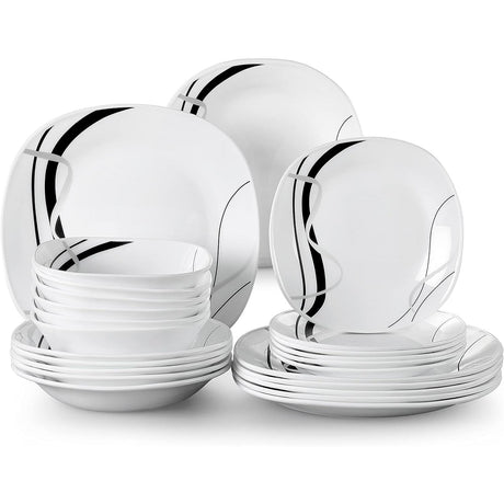 High Quality Porcelain 16 Pcs Quadra Dinner Set | Midnight | Elegant Square Design- Furaha Finds Kenya