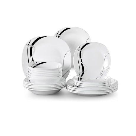 High Quality Porcelain 16 Pcs Quadra Dinner Set | Midnight | Elegant Square Design- Furaha Finds Kenya