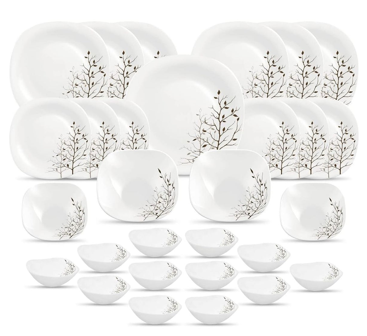Signature 36 Piece 11" Quadra Square Dinner Plates | Autumn Design | Elegant 278mm Plate Set